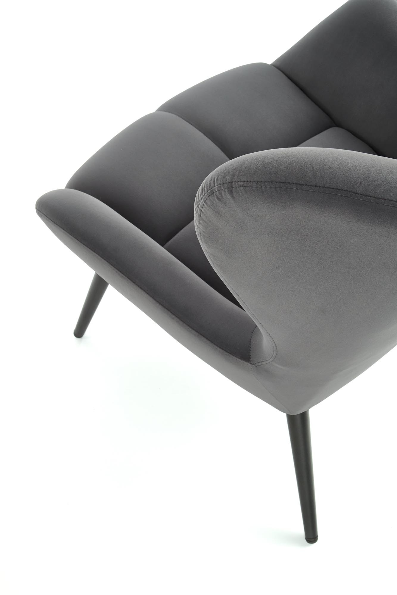 TYRION - fauteuil - stof - hout - 75x91x86 cm - grijs