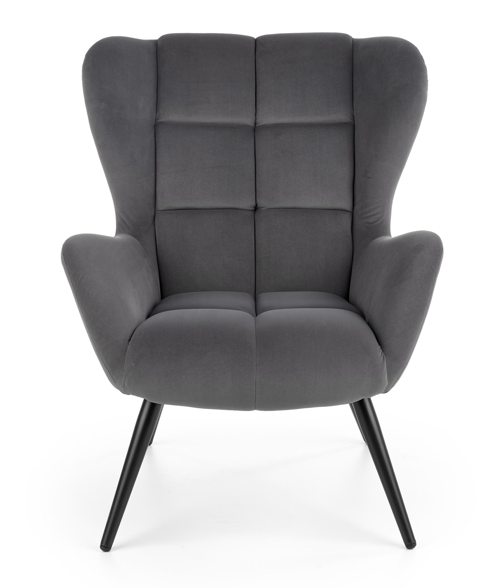 TYRION - fauteuil - stof - hout - 75x91x86 cm - grijs