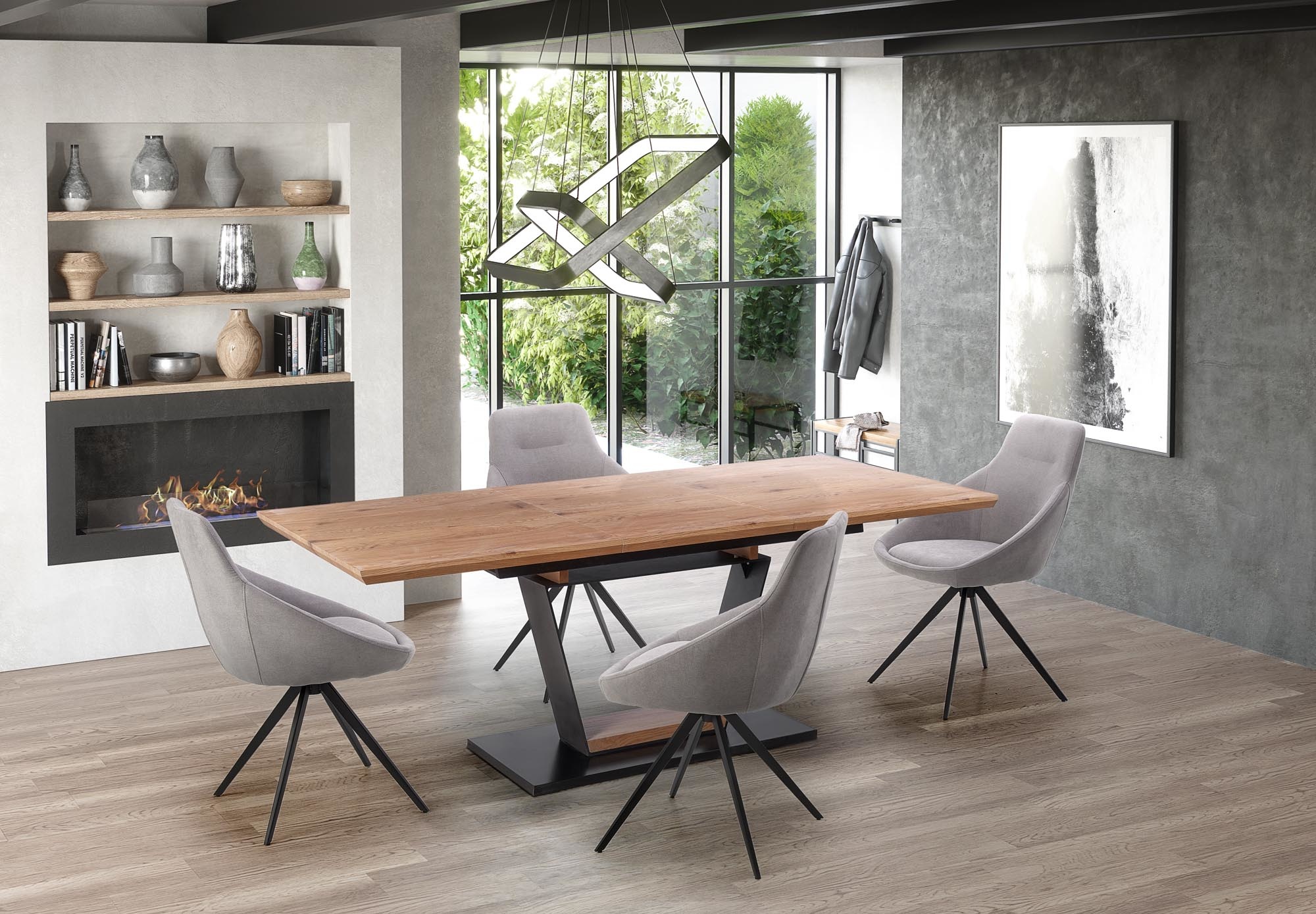 URBANO - eettafel - uitschuifbaar - gefineerd MDF - 8 zits