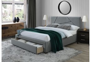 VALERY - tweepersoonsbed - met laden - stof - grijs