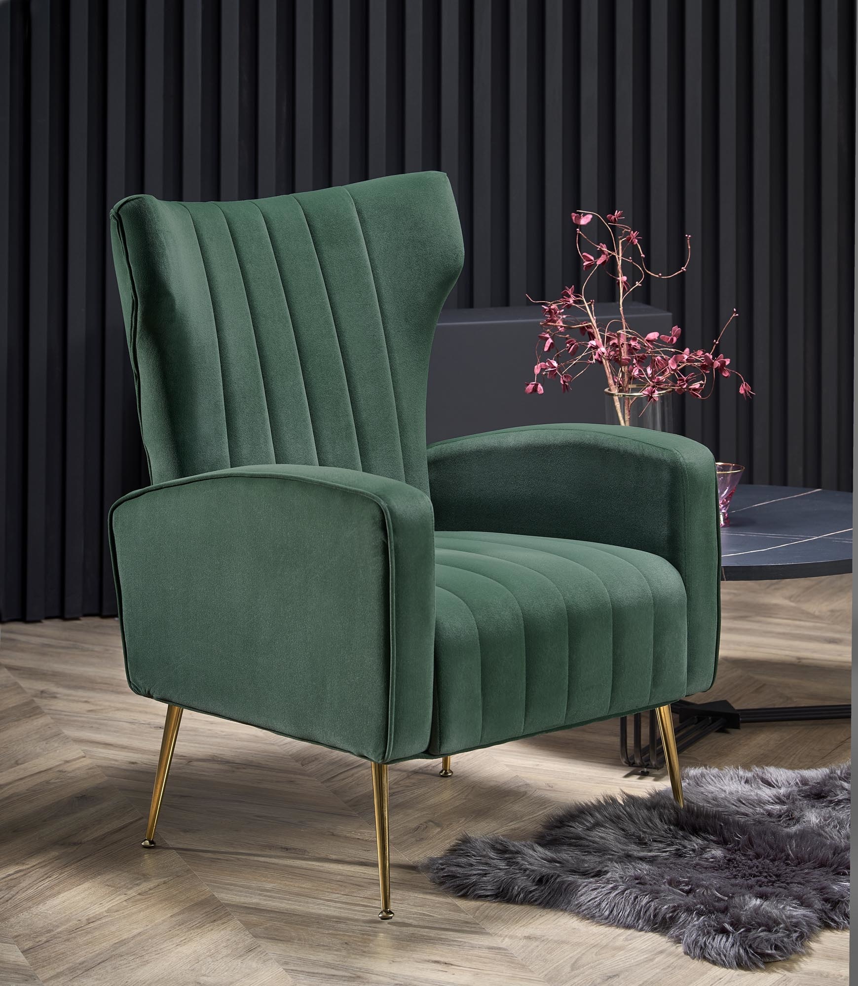 VARIO - fauteuil - fluwelen stof - 70x100x70 cm - groen