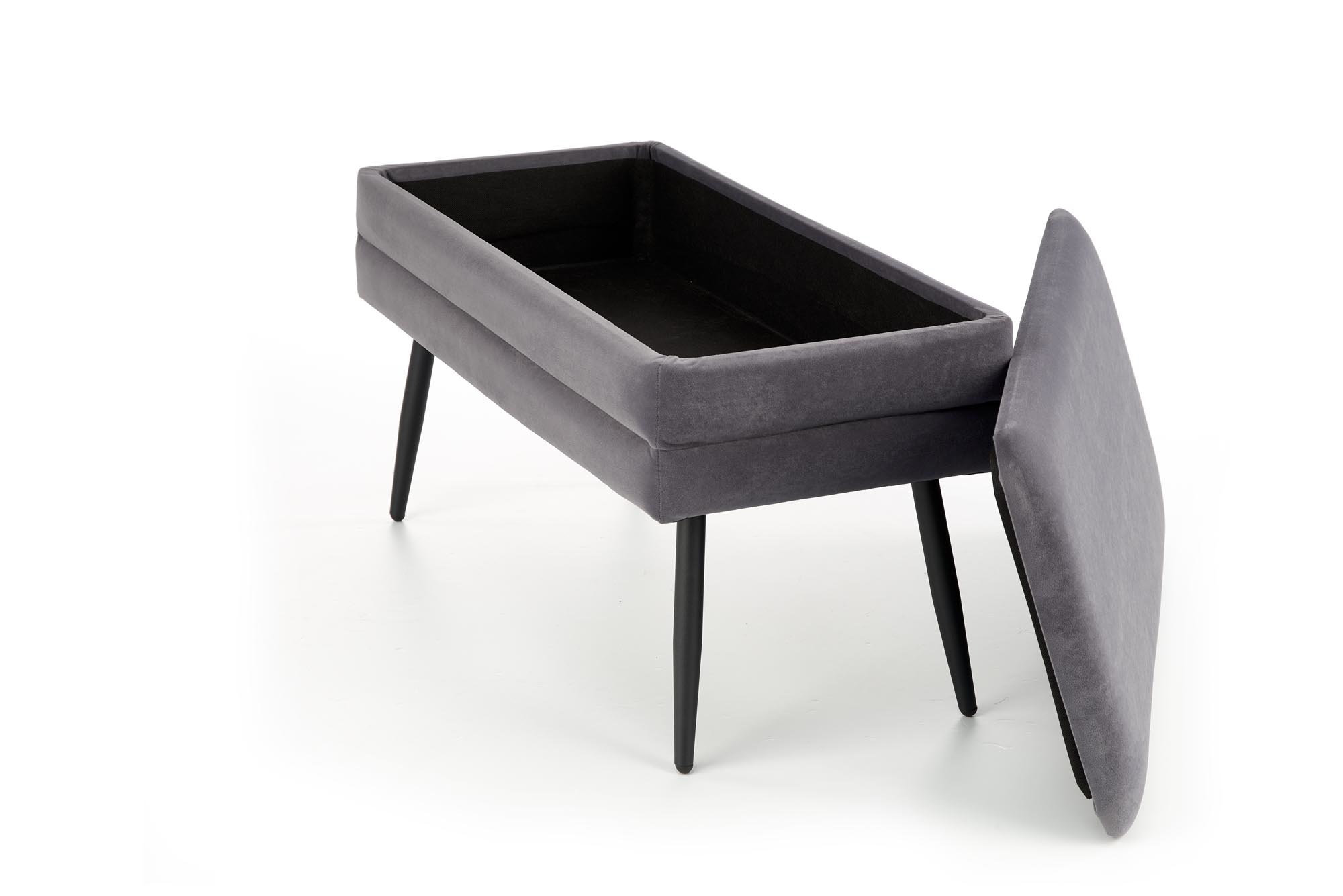VELVA - halbank - opbergruimte - 78x37x42 cm - grijs