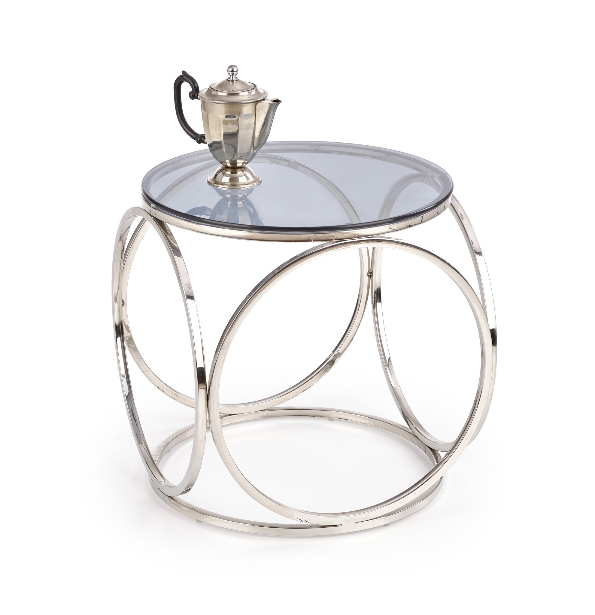 VENUS - salontafel - roest vrij staal - glas - zilver