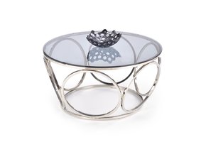 VENUS - salontafel - roest vrij staal - glas - zilver