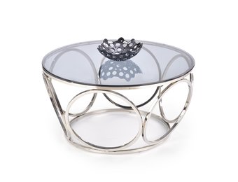 VENUS - salontafel - roest vrij staal - glas - zilver