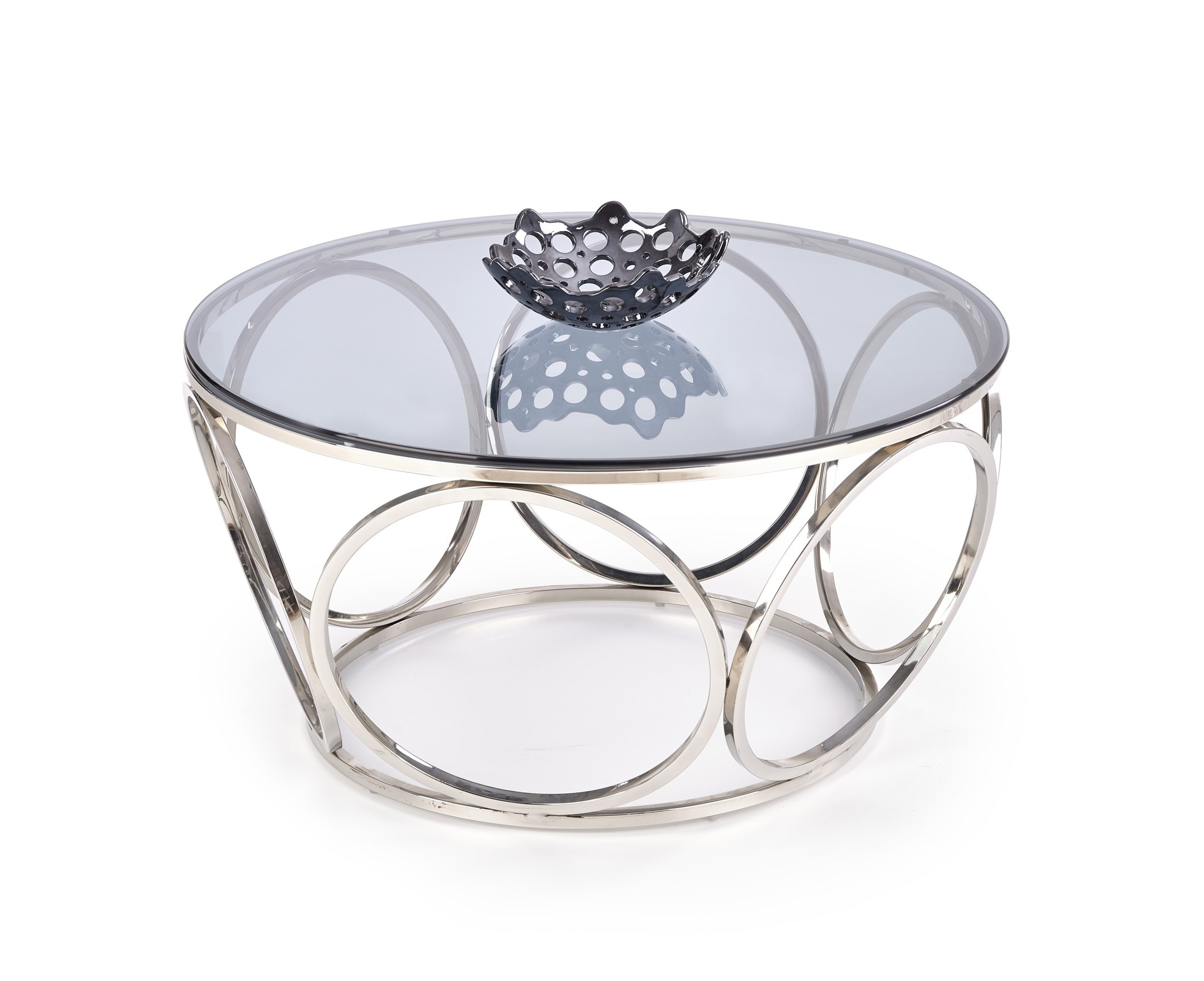 VENUS - salontafel - roest vrij staal - glas - zilver