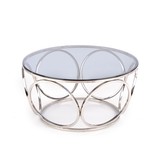 VENUS - salontafel - roest vrij staal - glas - zilver