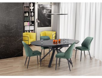 VERTIGO - eettafel - uitschuifbaar - gelakt MDF - zwart marmer