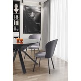 VERTIGO - eettafel - uitschuifbaar - gelakt MDF - zwart marmer