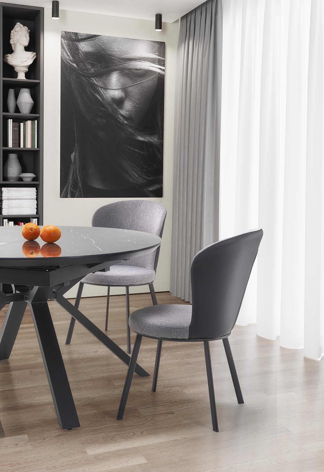 VERTIGO - eettafel - uitschuifbaar - gelakt MDF - zwart marmer