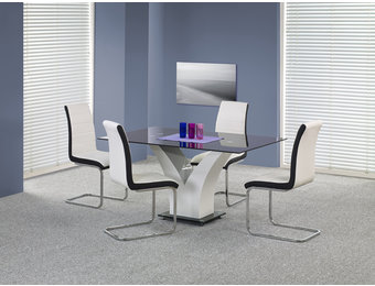 VESPER - eettafel - glas - gelakt MDF - 6 zits - 160x90x76cm