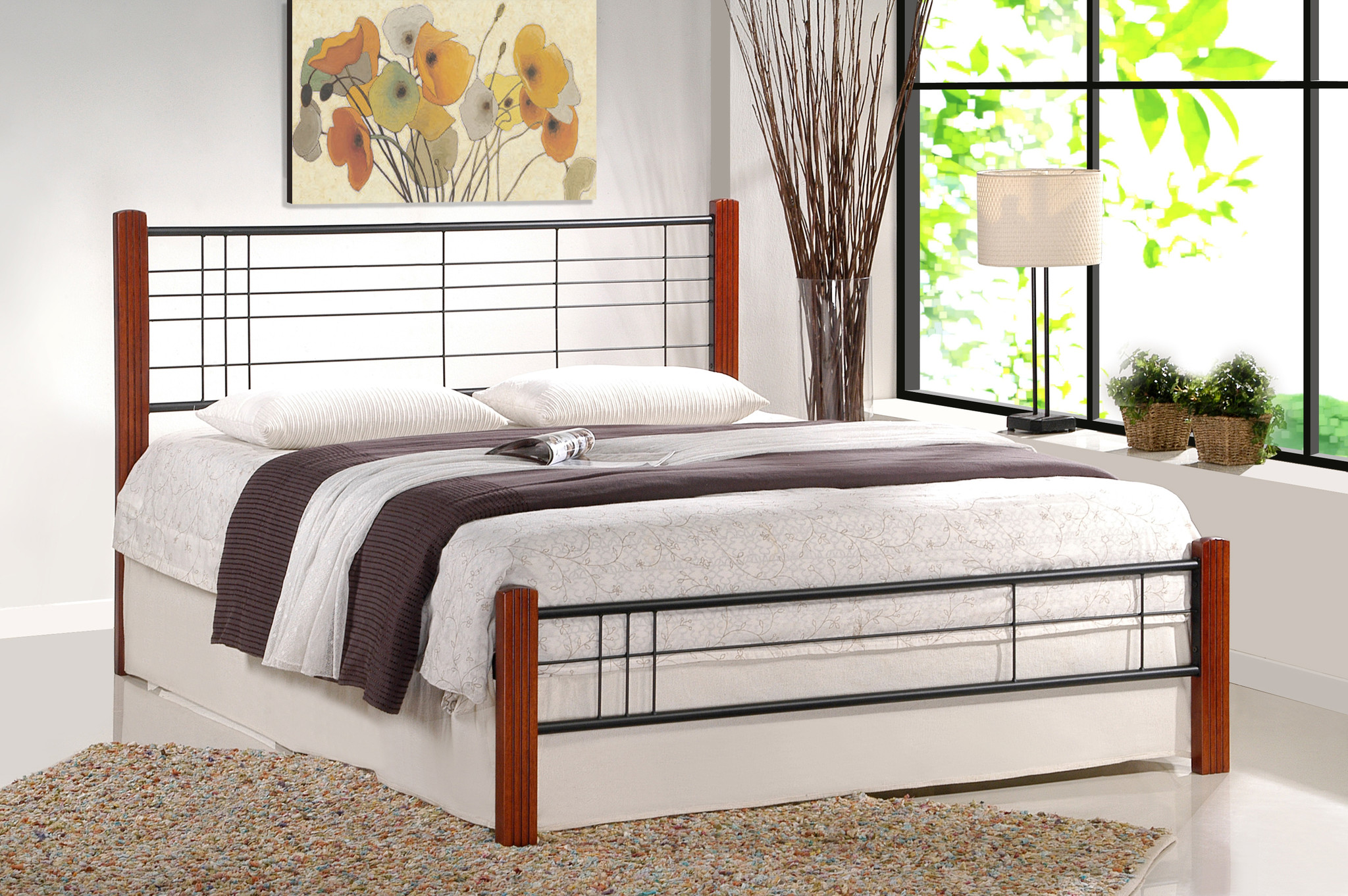 VIERA - tweepersoonsbed - 206x166x106 cm - kers zwart