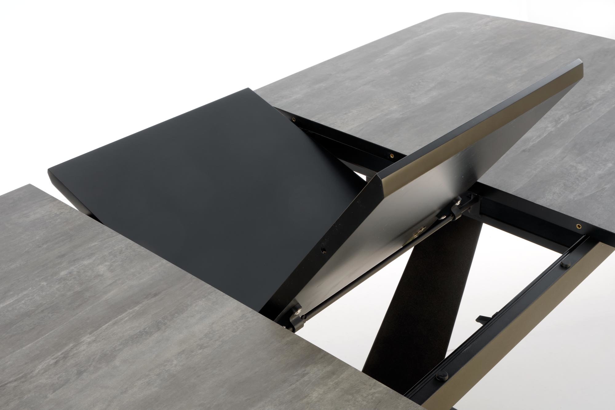 VINSTON - eettafel - uitschuifbaar - gelakt MDF - zwart grijs