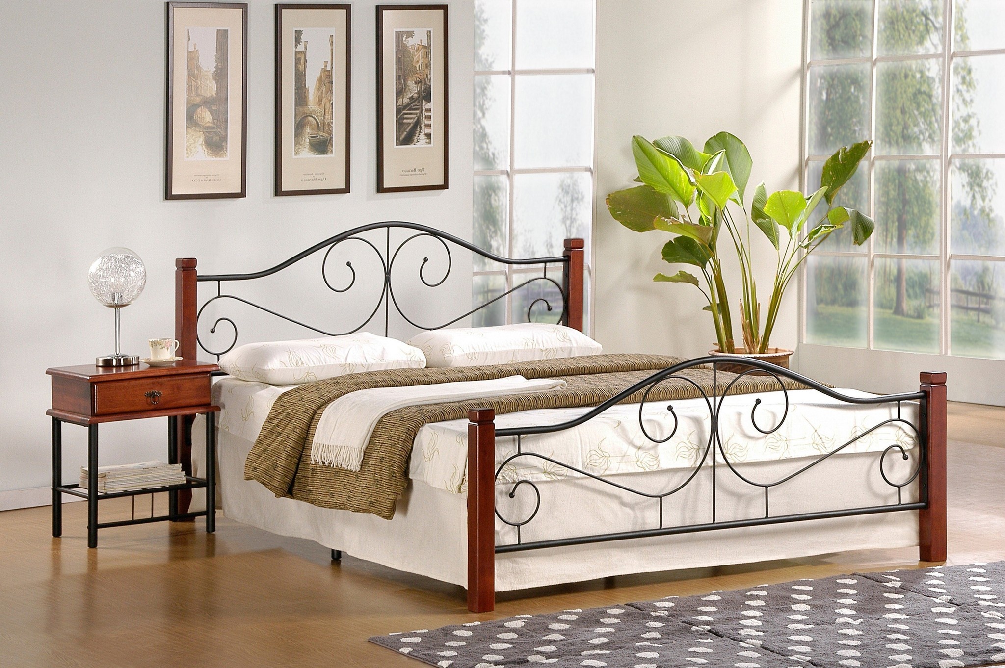 VIOLETTA - tweepersoonsbed - 205x144x96 cm - kers zwart