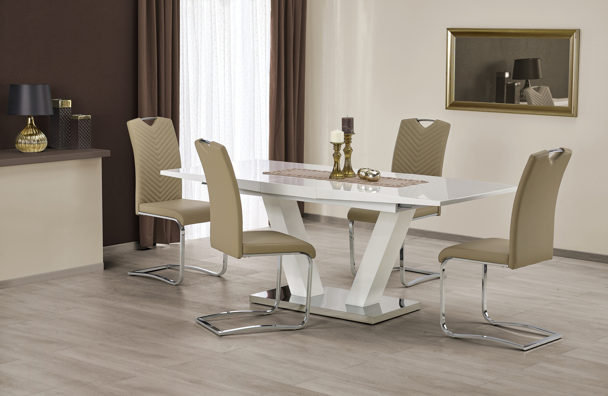 VINSTON - eettafel - uitschuifbaar - gelakt MDF - wit