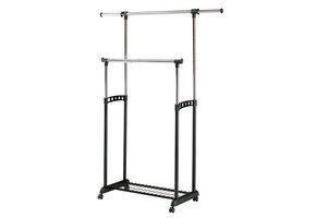 Kledingrek - verstelbaar - zwart - 90-142x97-170x44 cm