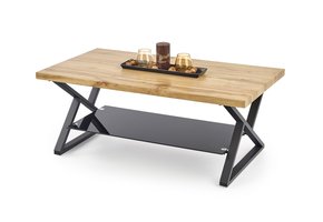 XENA - salontafel - glas - gefineerd MDF - naturel eiken, zwart