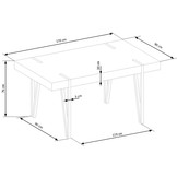 YOHANN - eettafel - gefineerd MDF - 6 zits - 170x90x76cm