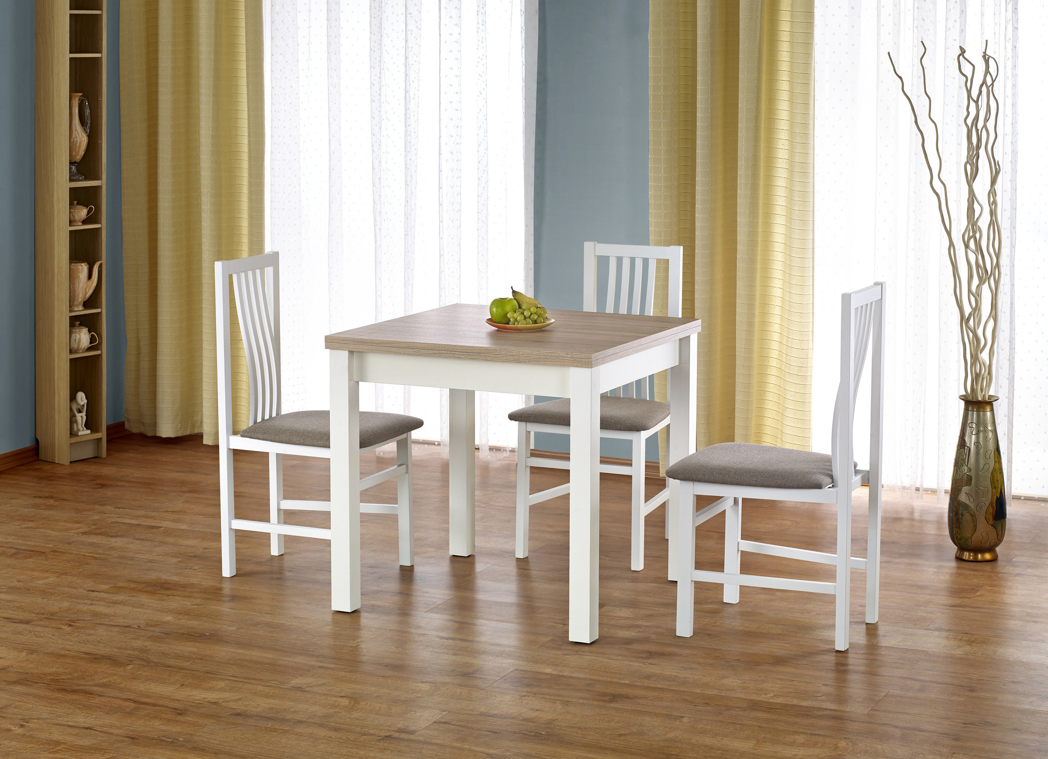 GRACJAN - eettafel - hout - 80-160x80x76 cm - wit