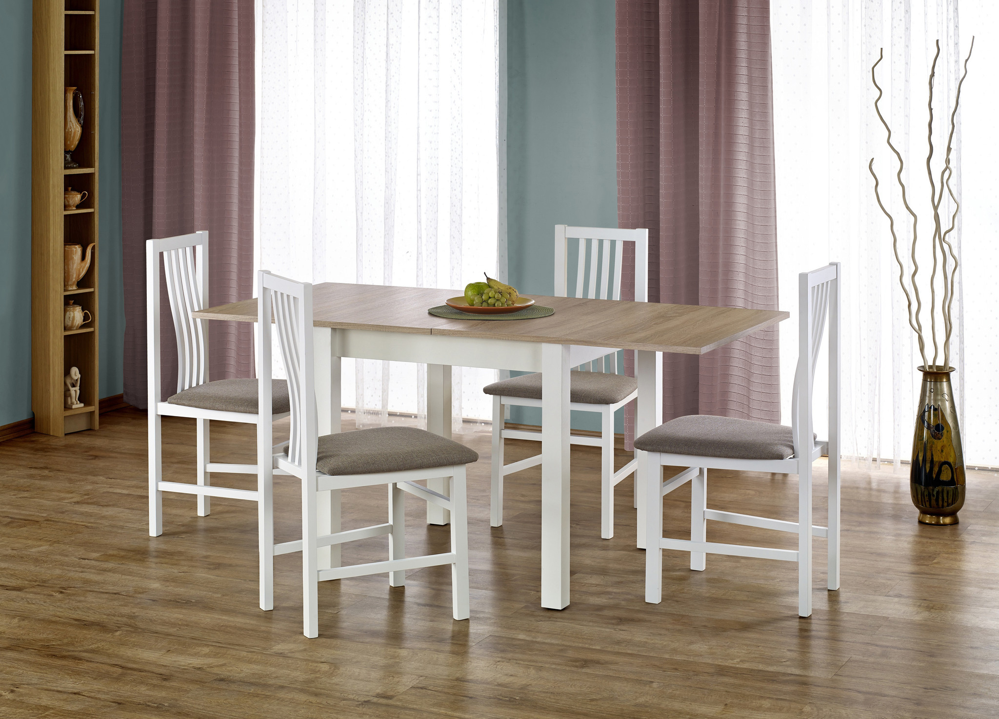 GRACJAN - eettafel - hout - 80-160x80x76 cm - wit
