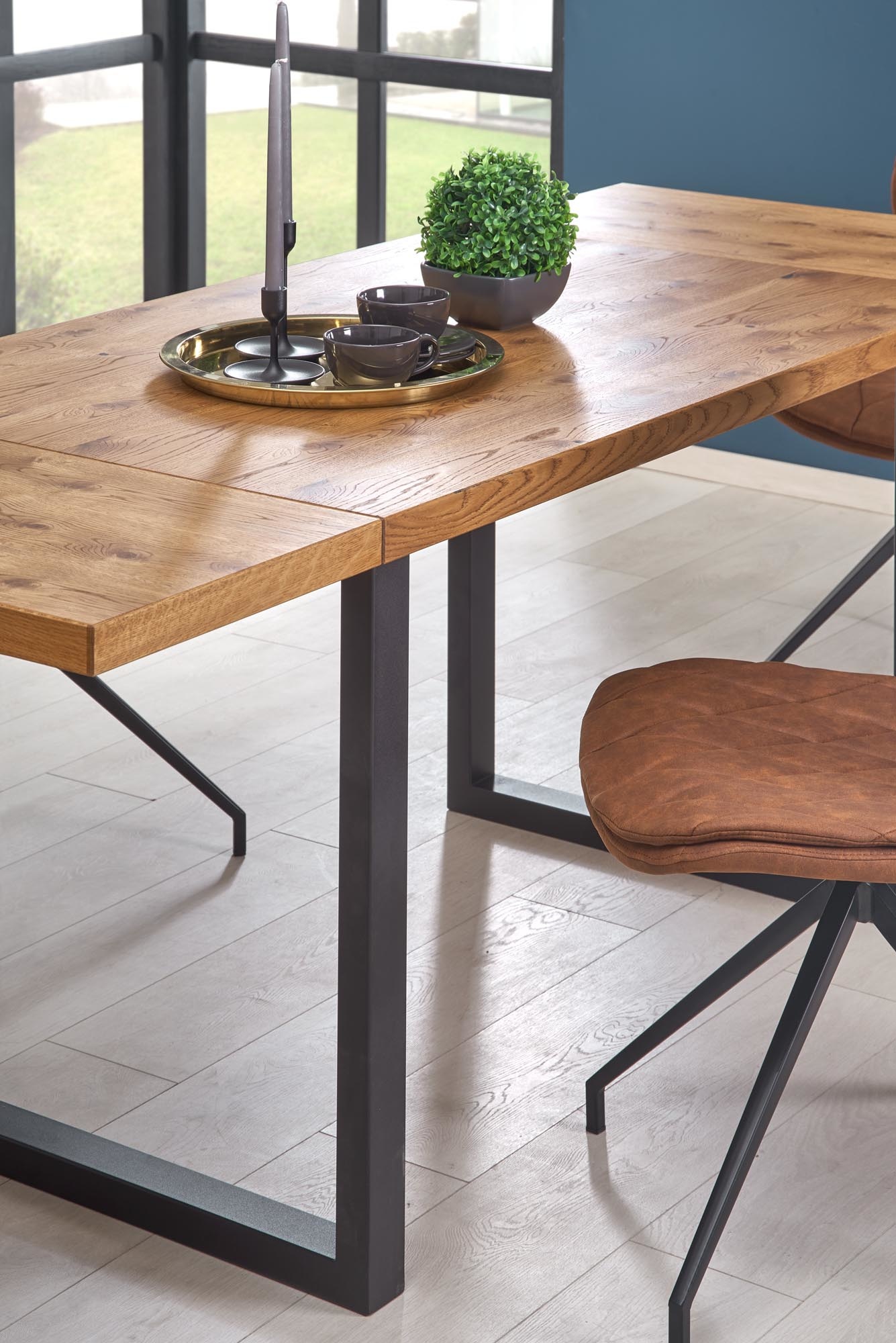 HORUS - eettafel - houten tafelblad - 126-206x80x76 cm