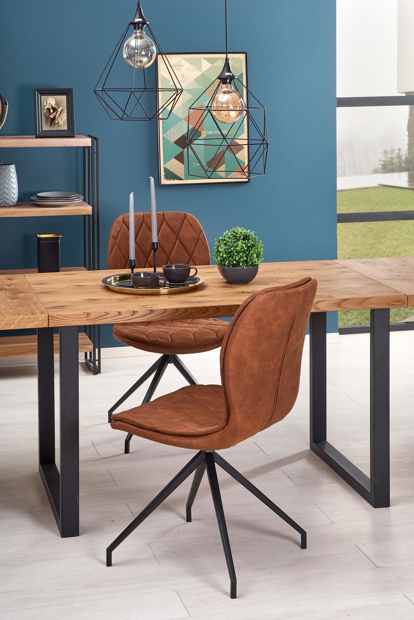 HORUS - eettafel - houten tafelblad - 126-206x80x76 cm