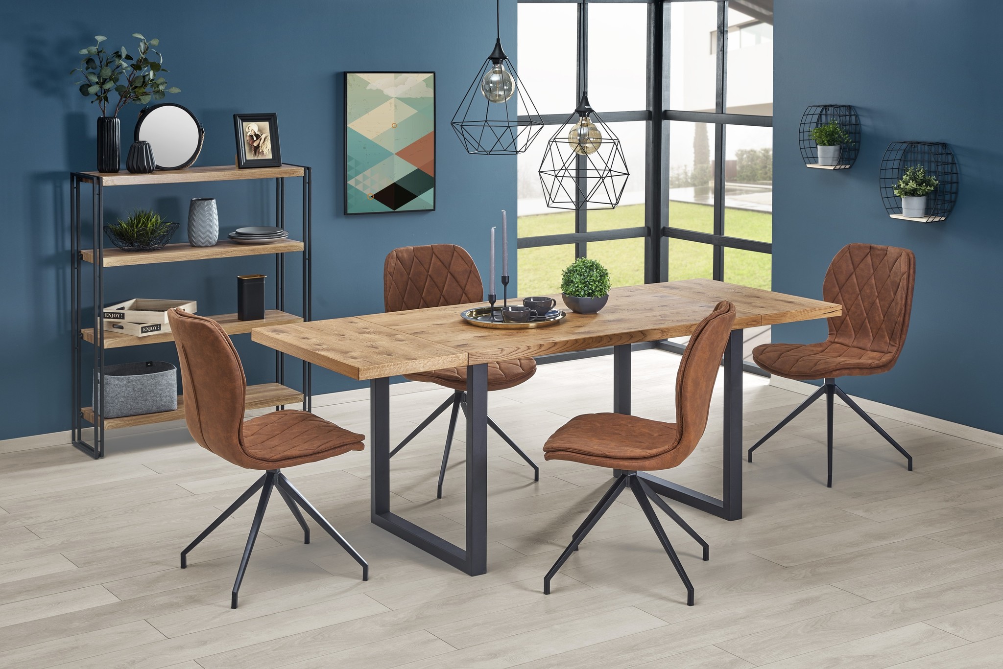 HORUS - eettafel - houten tafelblad - 126-206x80x76 cm