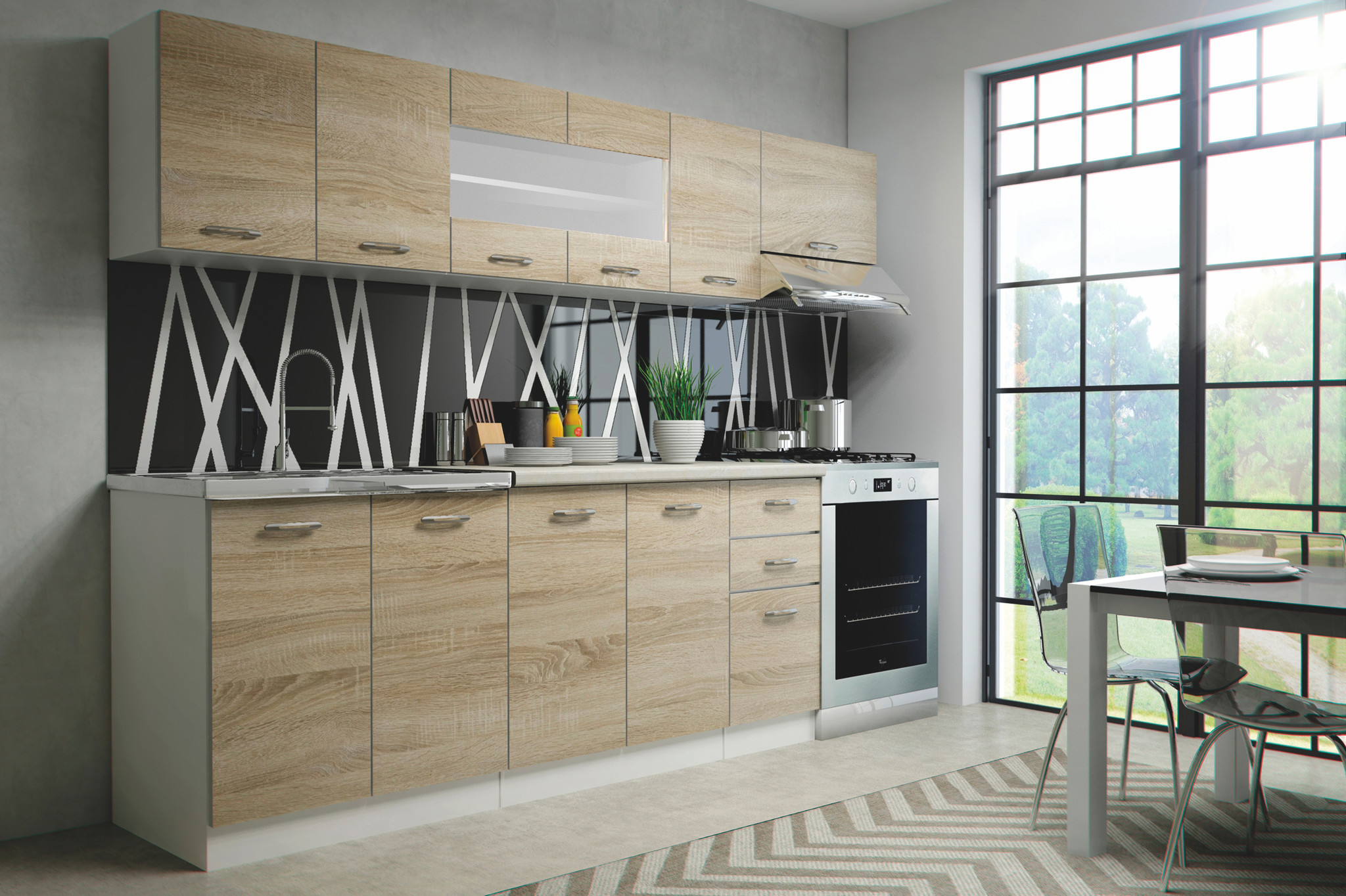 PERŁA - keuken - met gasfornuis - 260x214x60 cm - wit
