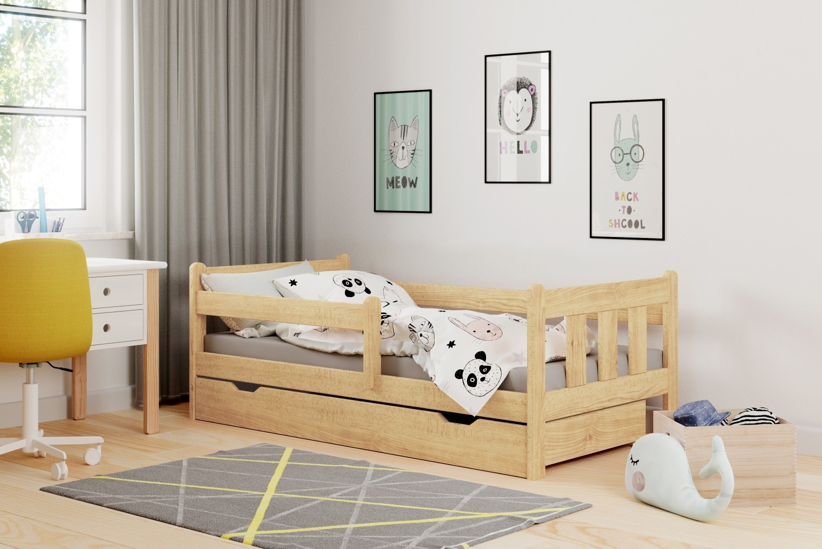 MARINELLA - eenpersoonsbed - met lade - traditioneel - 164x99x60 cm