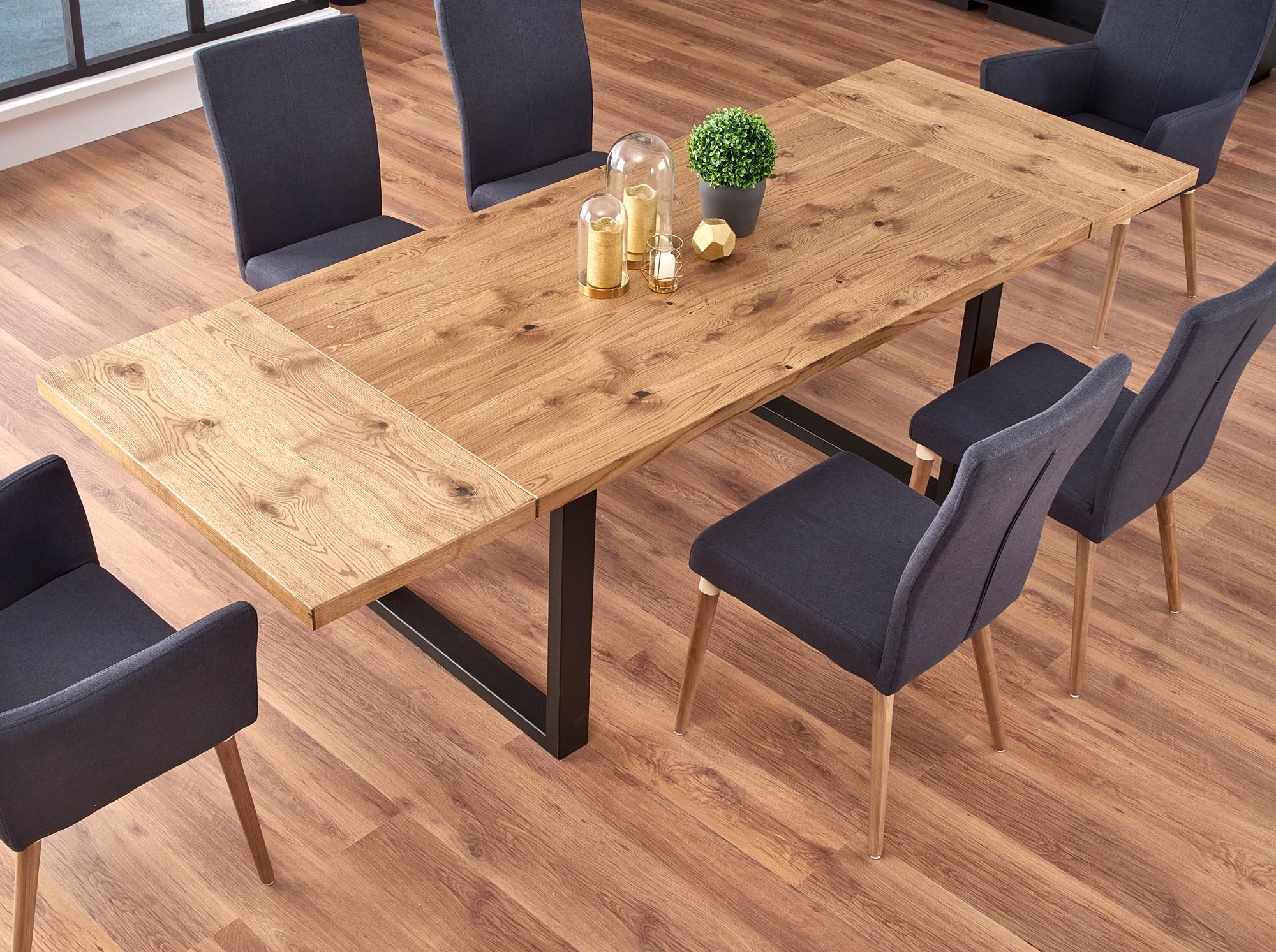 PEREZ - eettafel - houten tafelblad - 160-250x90x76 cm