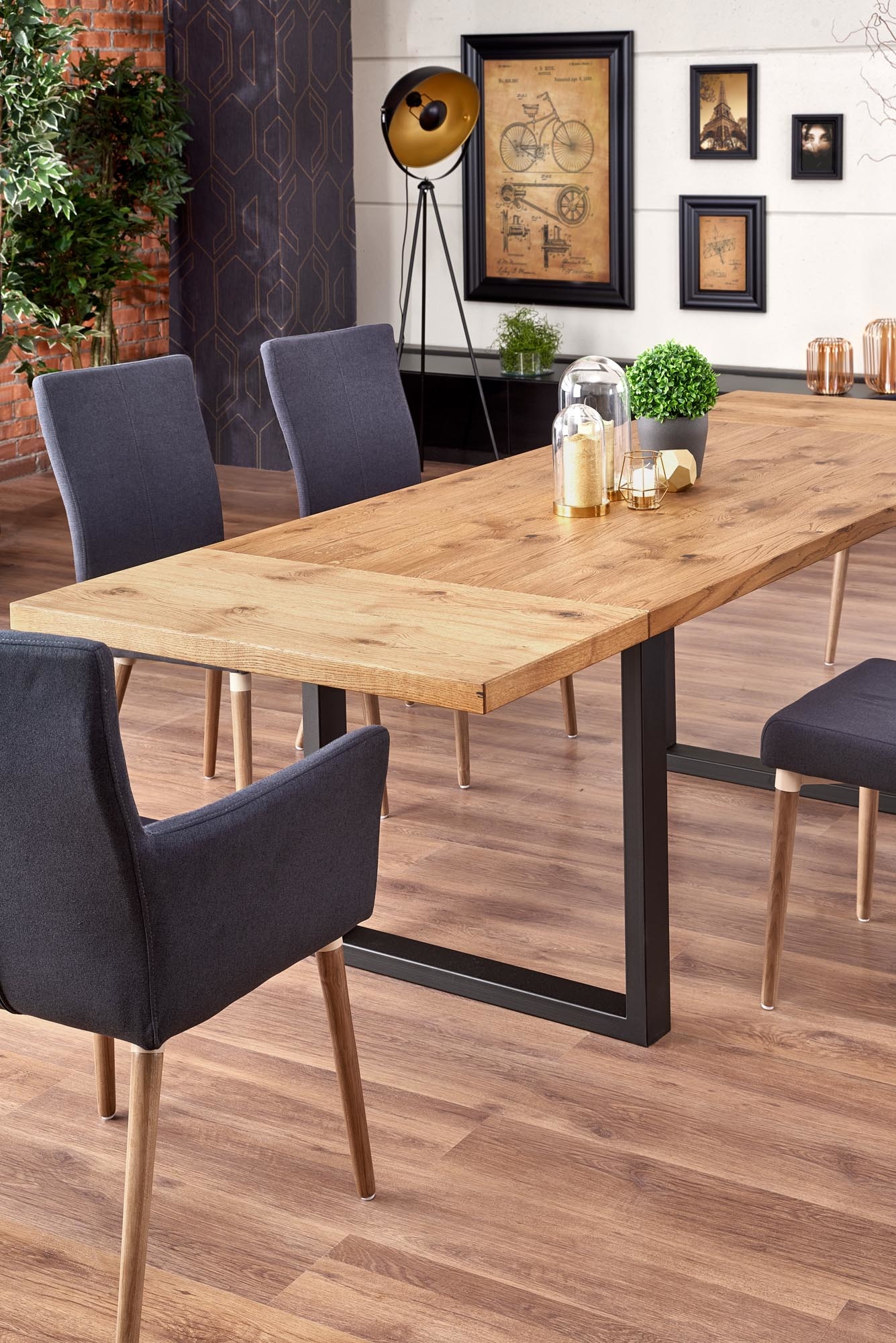 PEREZ - eettafel - houten tafelblad - 160-250x90x76 cm