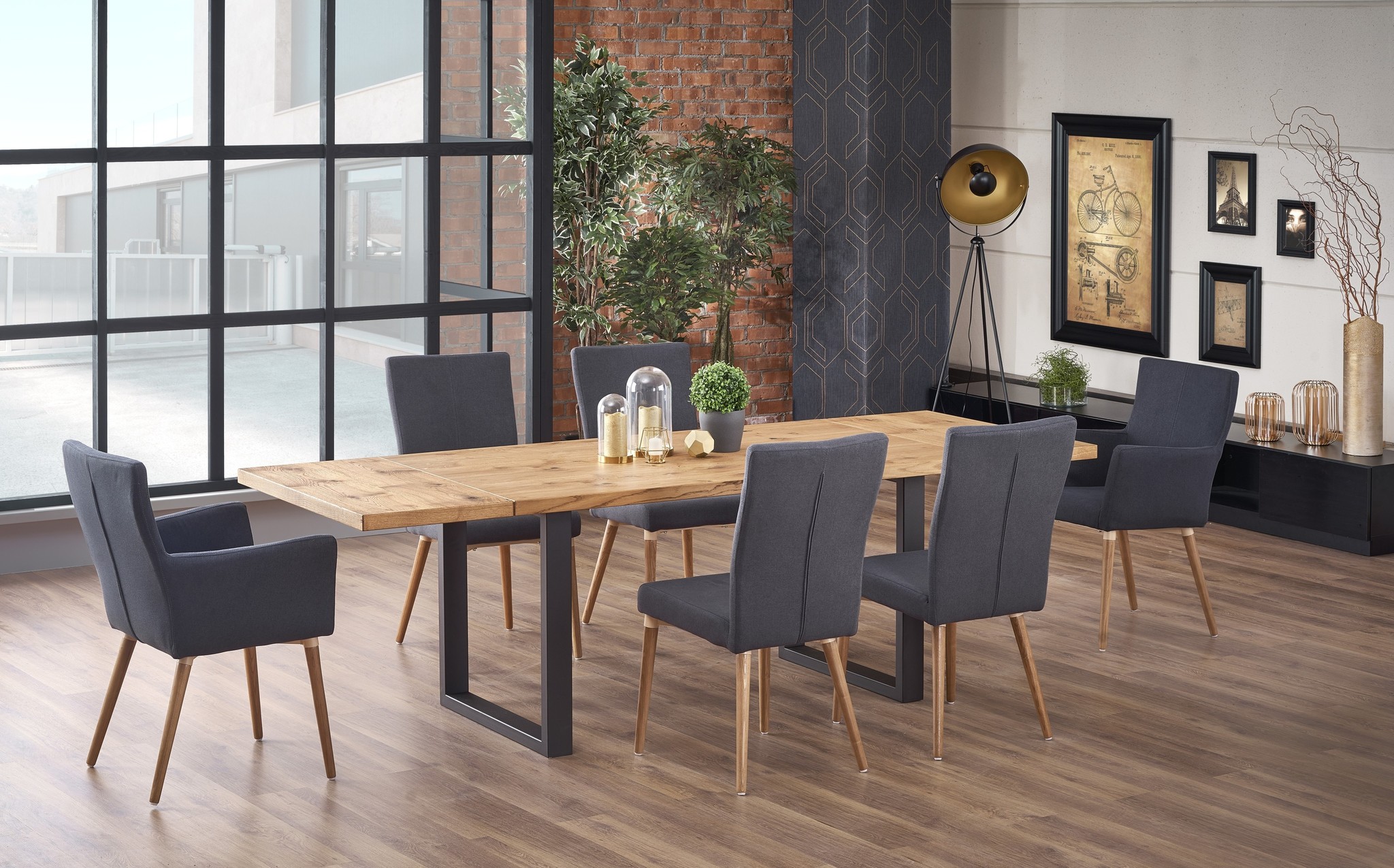 PEREZ - eettafel - houten tafelblad - 160-250x90x76 cm