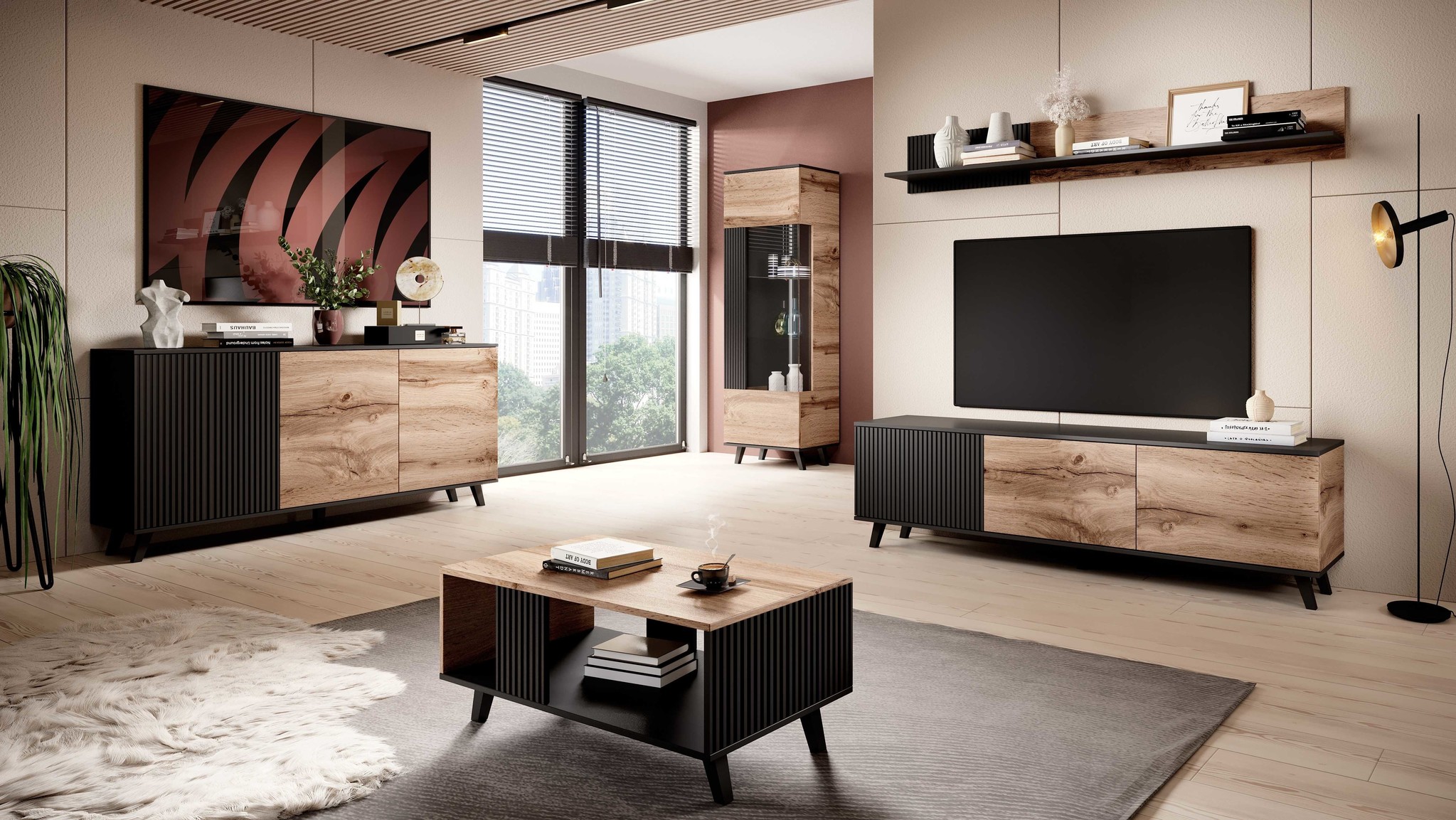 RANDOM - salontafel - gefineerd MDF - 92x40x50cm