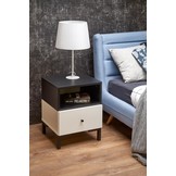 SILVIA - nachtkastje - modern - 40x40x52 cm - wit zwart