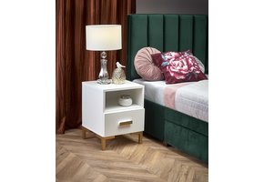 SILVIA - nachtkastje - glamour - 40x40x52 cm - wit goud