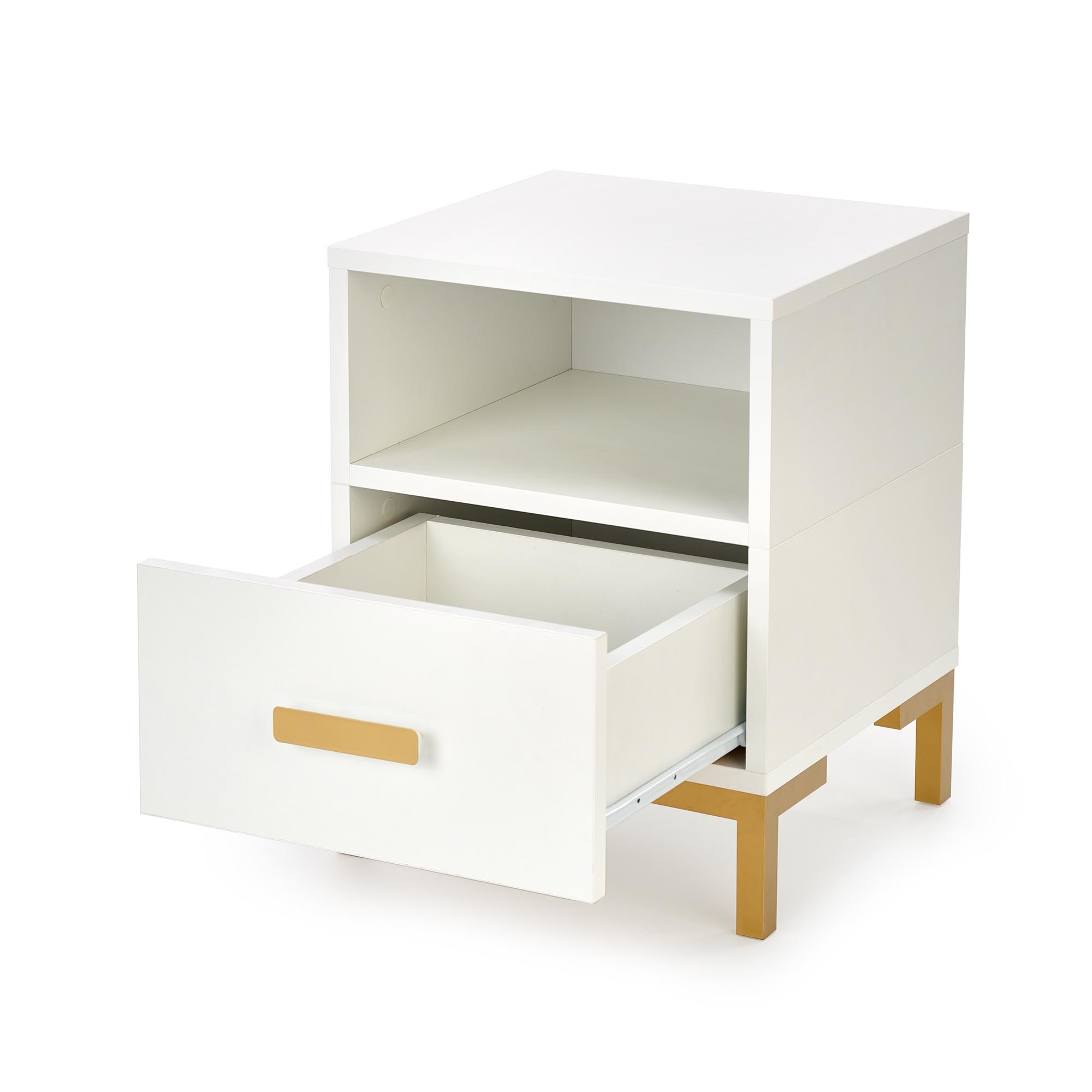 SILVIA - nachtkastje - glamour - 40x40x52 cm - wit goud