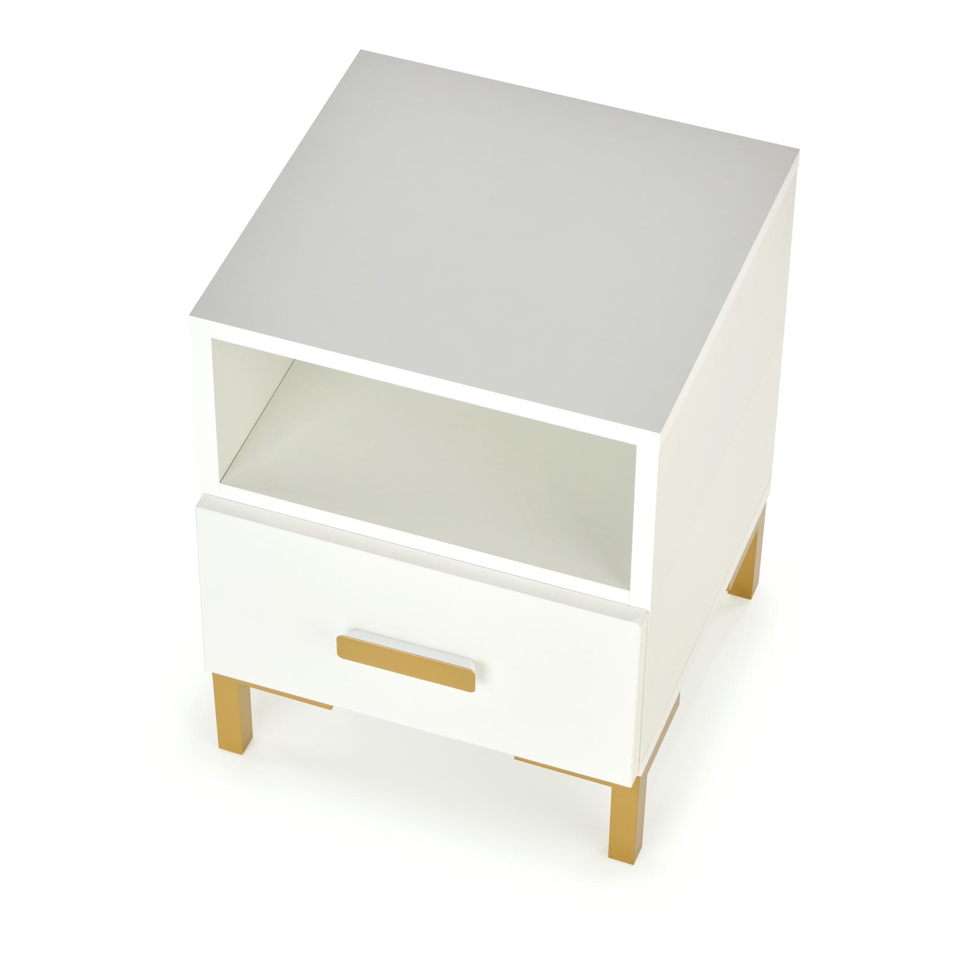 SILVIA - nachtkastje - glamour - 40x40x52 cm - wit goud