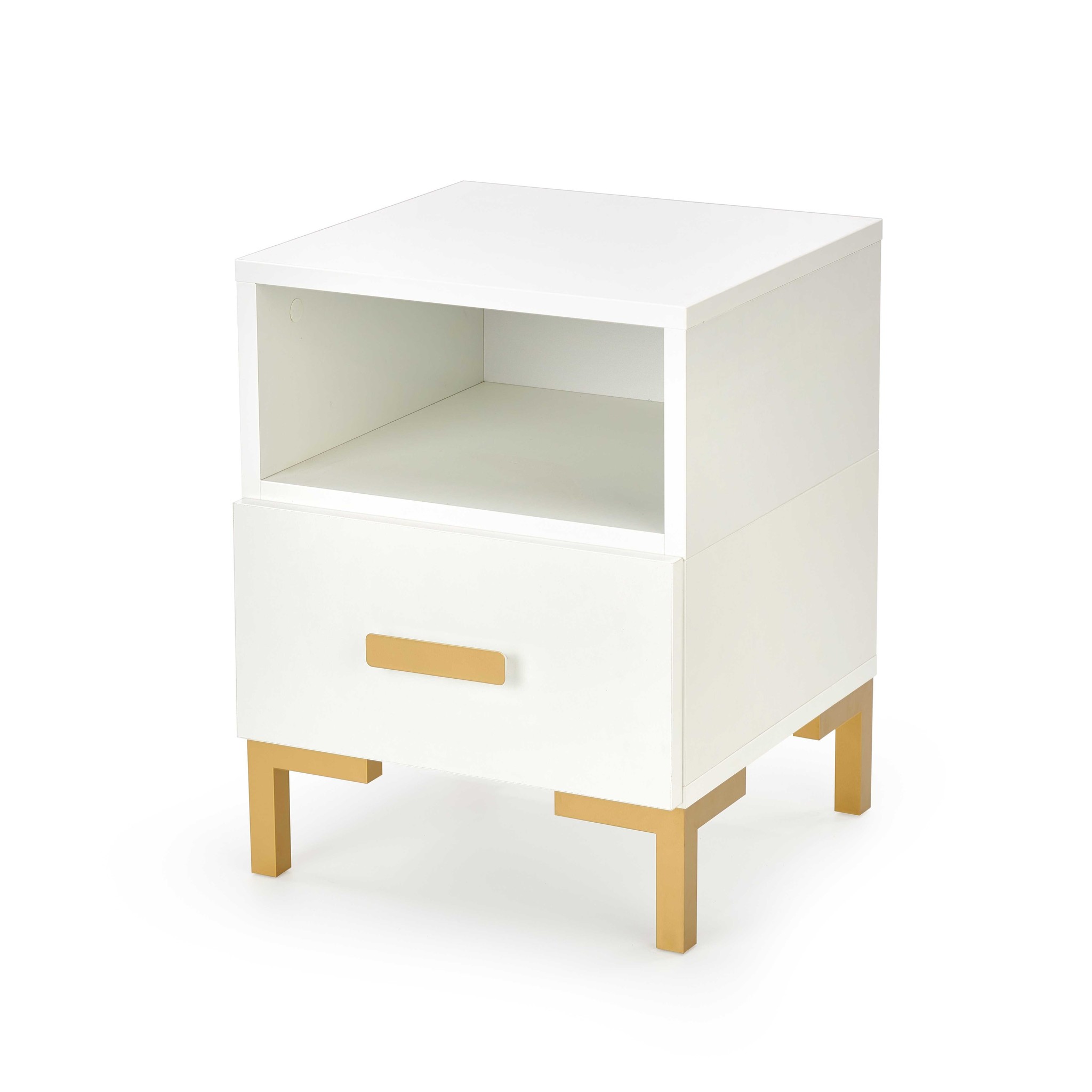 SILVIA - nachtkastje - glamour - 40x40x52 cm - wit goud