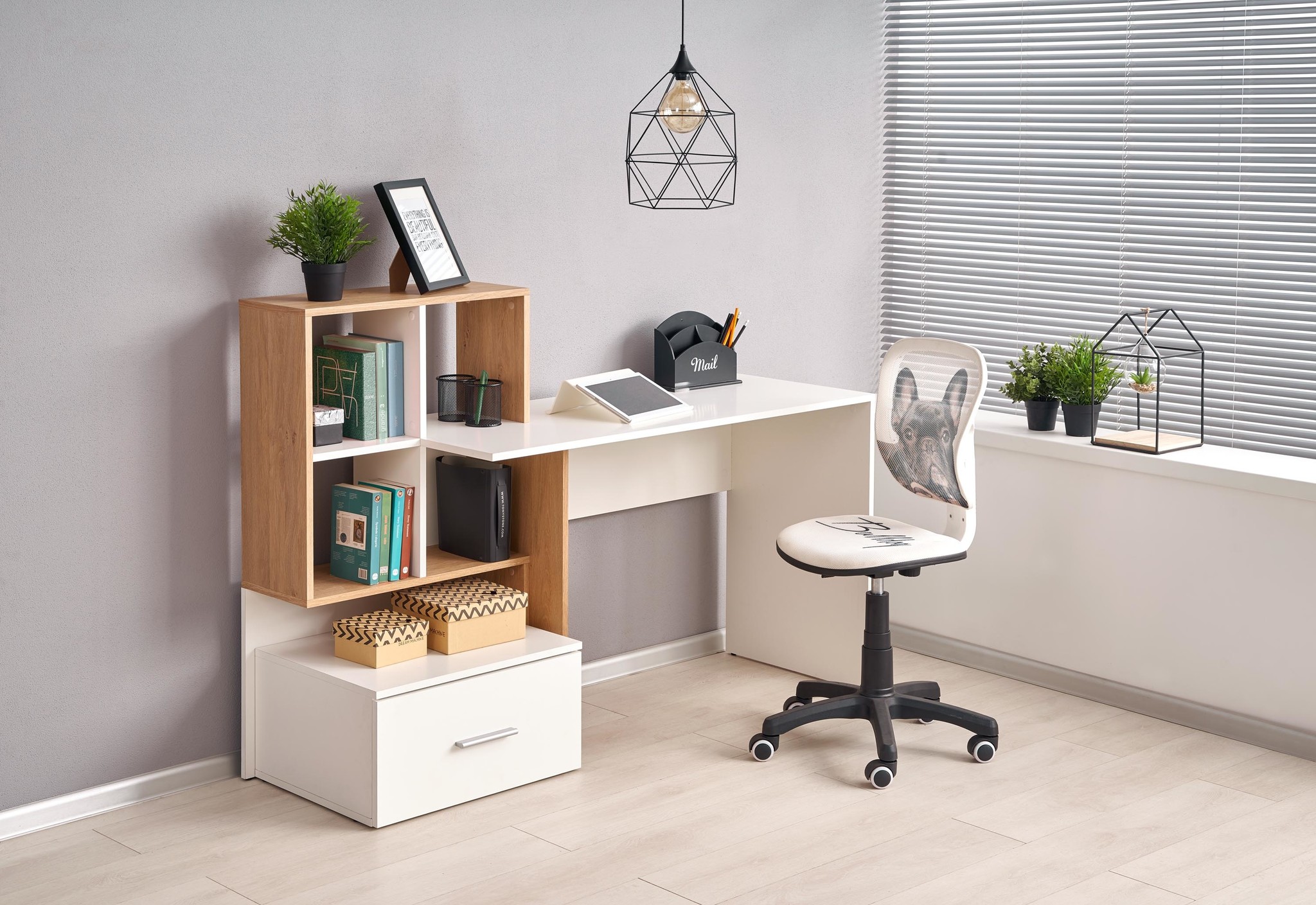 GROSSO - bureau - hout - met lade - 149x150x50 cm - wit