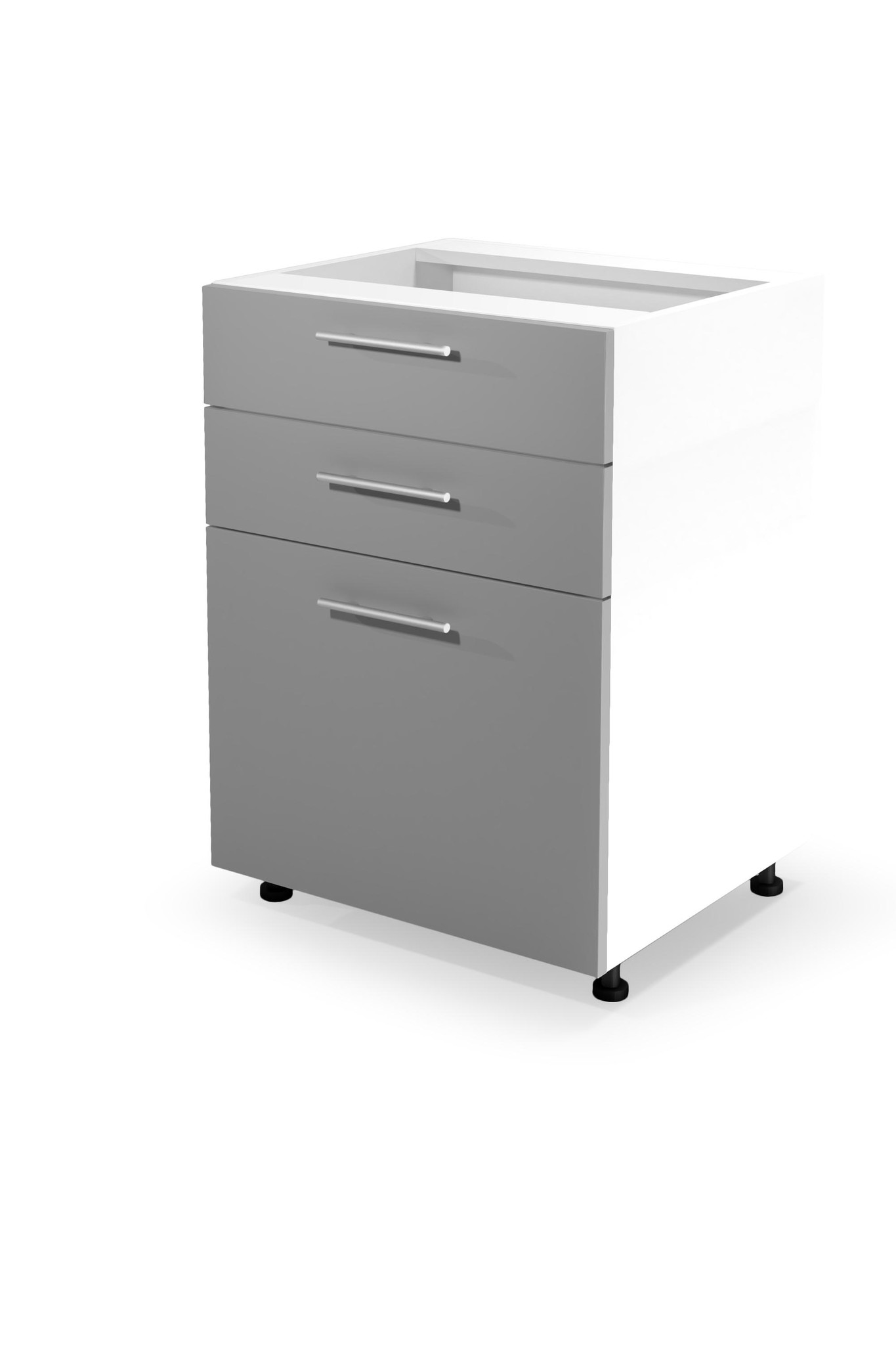 VENTO - kast - ladekast - 60x82x52 cm - wit grijs