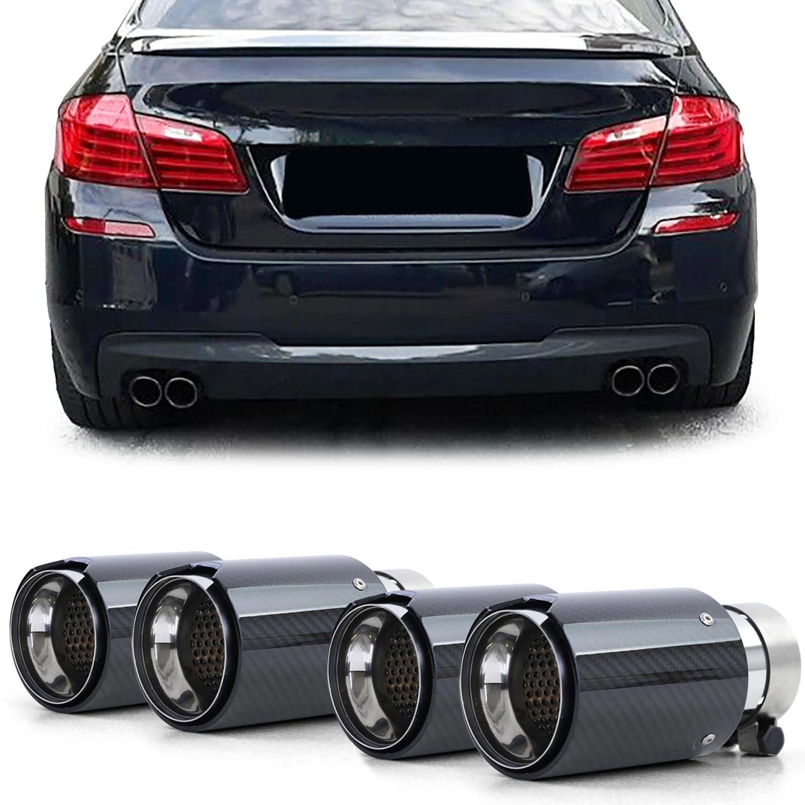 Uitlaat eindpijp - BMW 5 Serie F10 F11 10-16 - Sport Carbon Zwart - 90mm