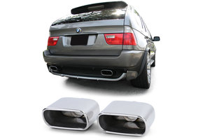 Uitlaat eindpijp - BMW X5 E53 99-06 - Sport optiek - RVS, verchroomde randen, paar.