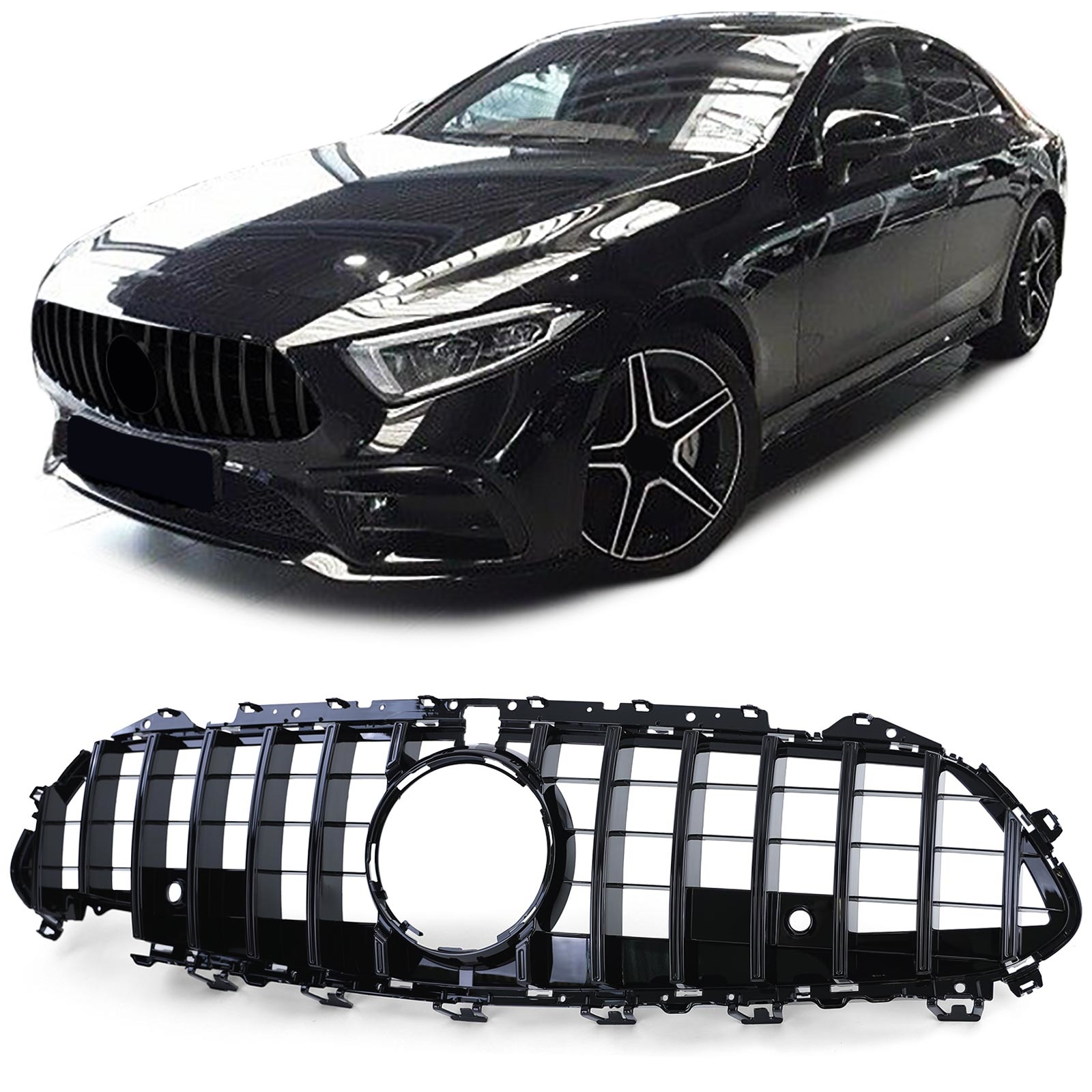 Autogrille - Mercedes CLS C257 - Sportief - Glanzend zwart
