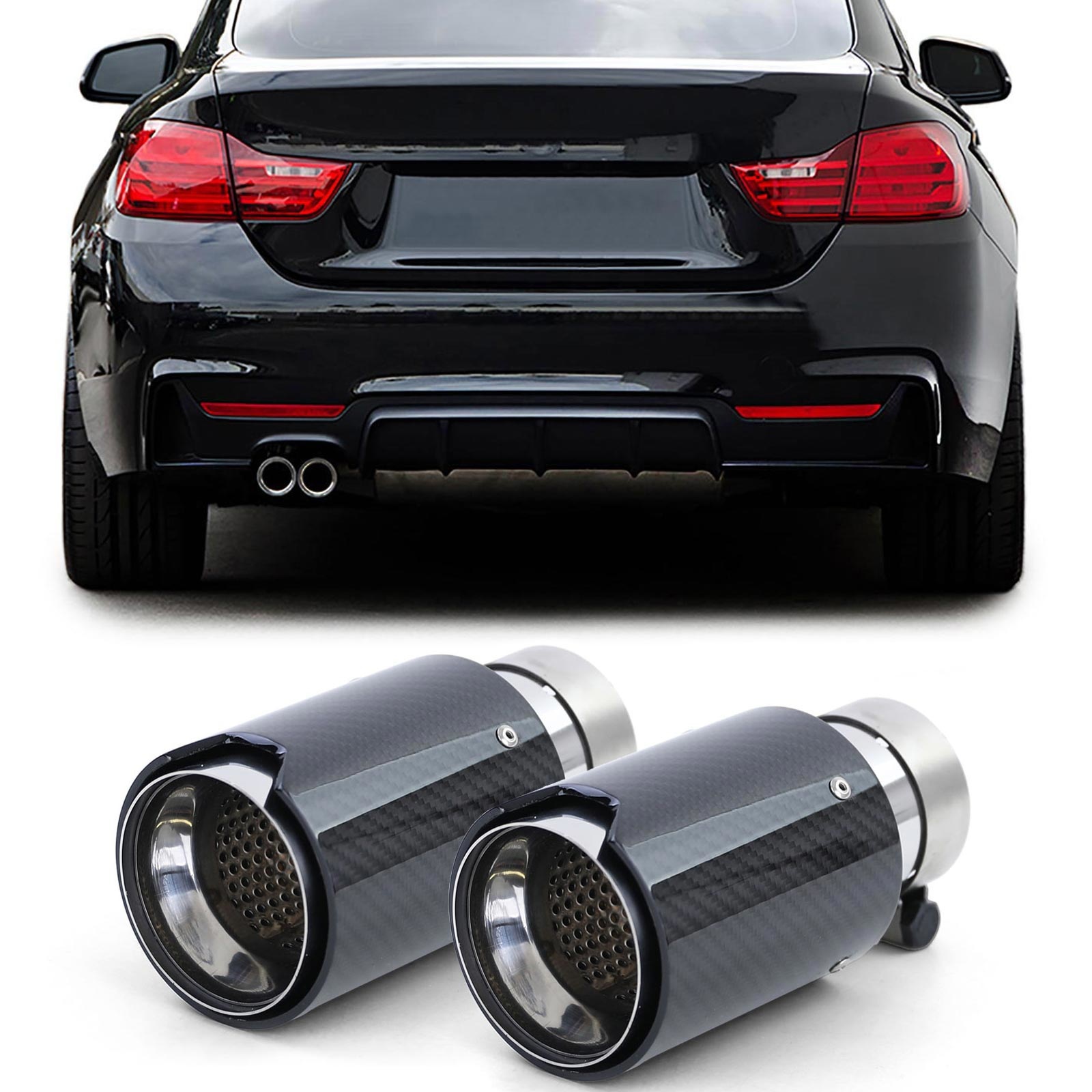 Uitlaatsierstuk - BMW 4 Serie F82 F83 - Sport carbon zwart - L90xØ60-64mm