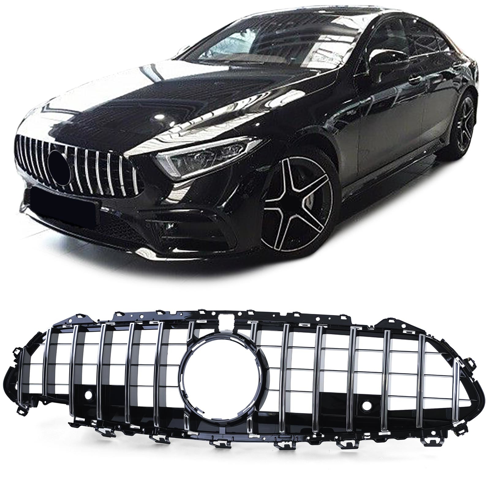 Autogrille - Mercedes CLS C257 vanaf 17 - Chroom/Glanzend zwart - Sport optiek