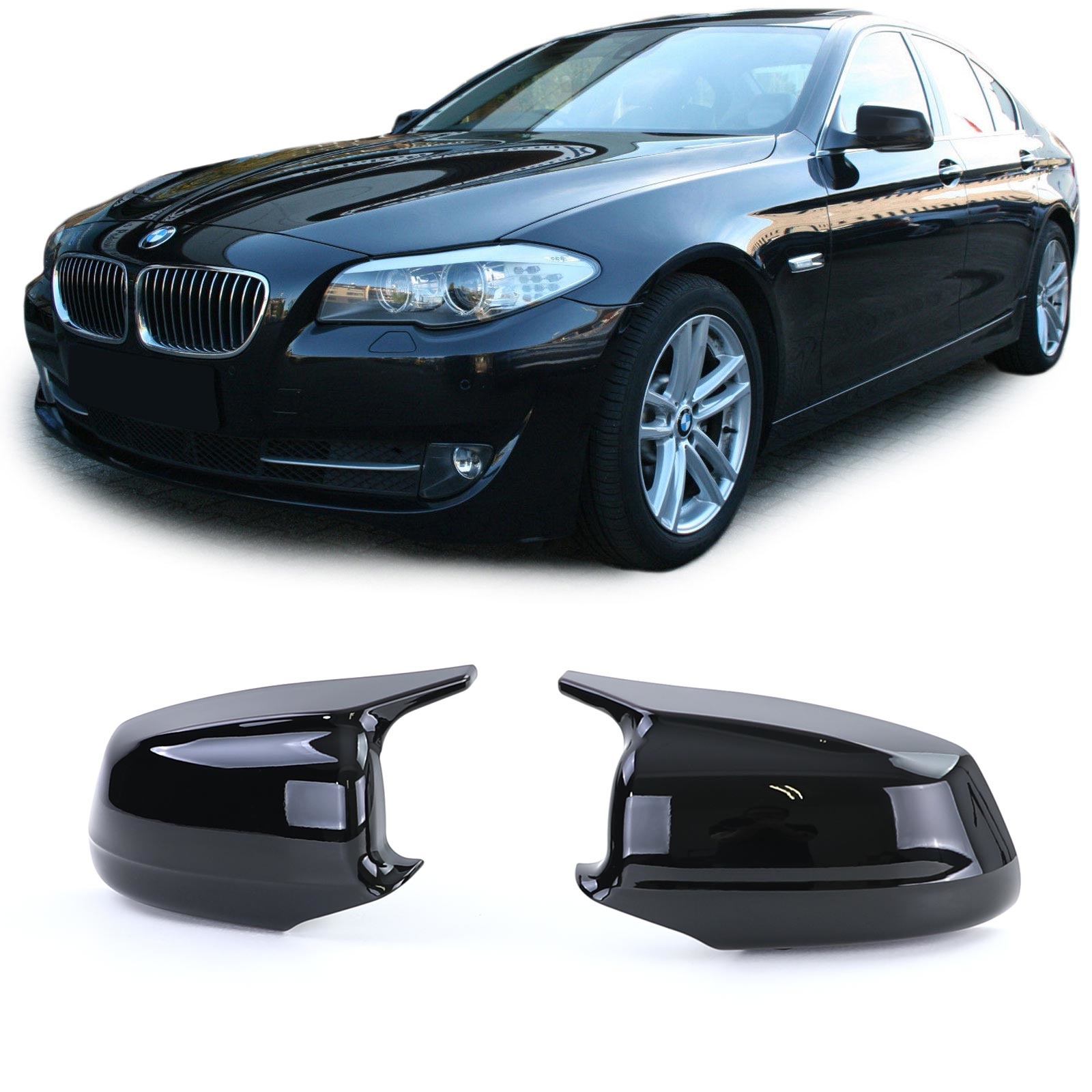Spiegelkappen - BMW 5 Serie F10 F11 10-13 - zwart glans - sport optiek