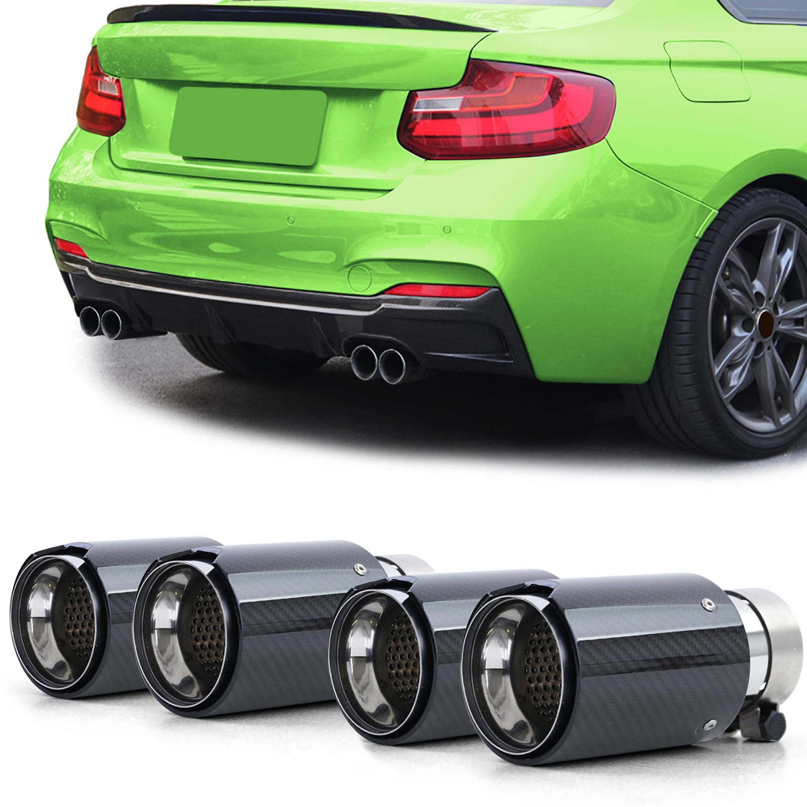 Uitlaat eindpijp - BMW 2 Serie F22 F23 12- Sport Optiek Carbon Zwart 90mm