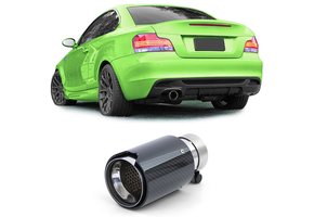 Uitlaat eindpijp - BMW 1 Serie E81 E82 E87 E88 - Sport optiek - Carbon Zwart, 90mm