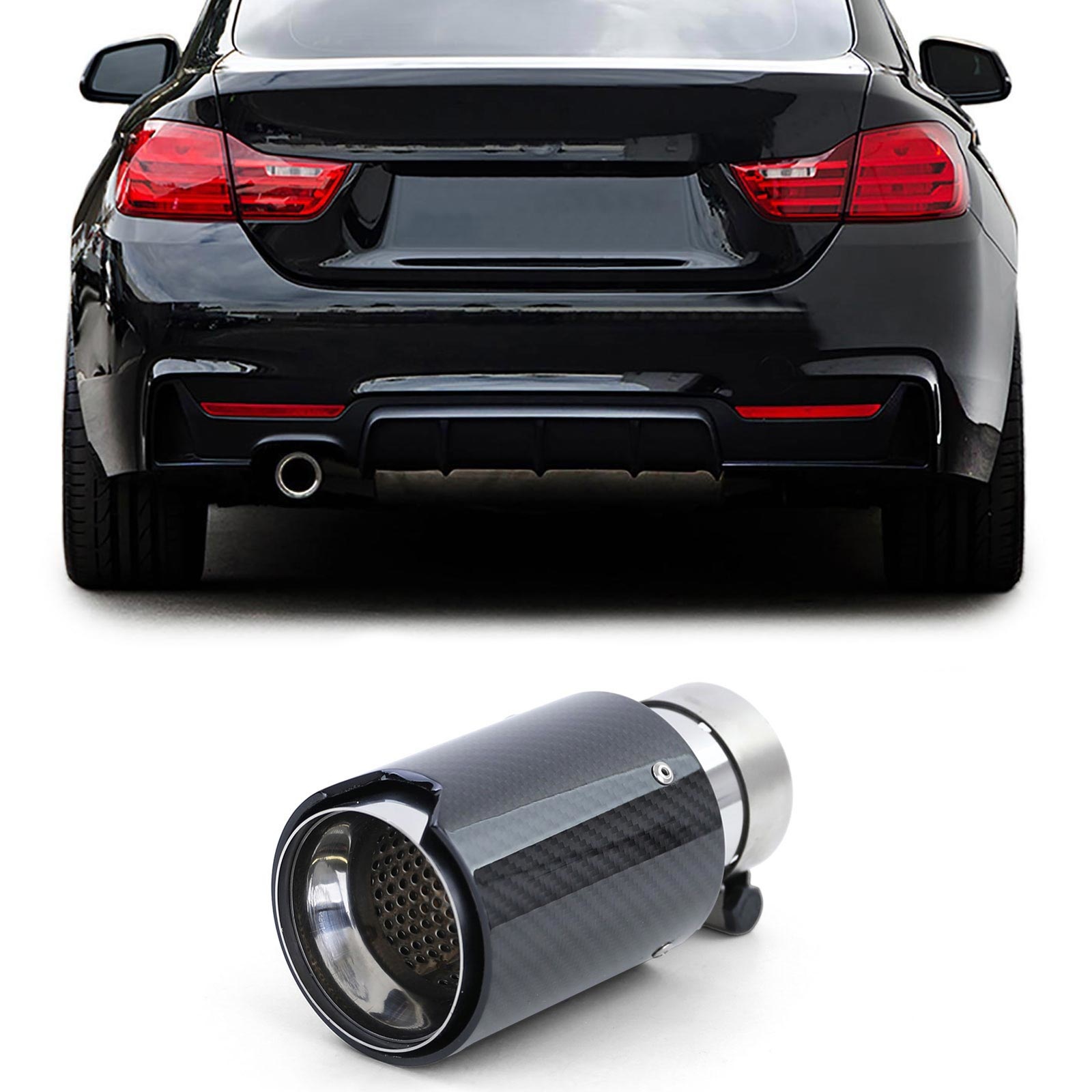 Uitlaat eindpijp - BMW 4 Serie F82 F83 vanaf 14 - Sport optiek - Carbon Zwart