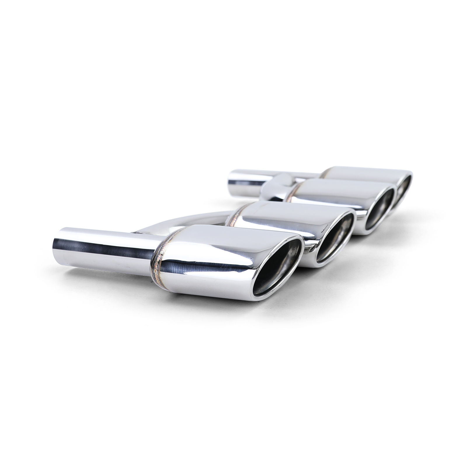 Uitlaat eindpijp - Mercedes W204 W211 W164 W166 W221 R230 - 4-pijps duplex - RVS met verchroomde randen - 52mm